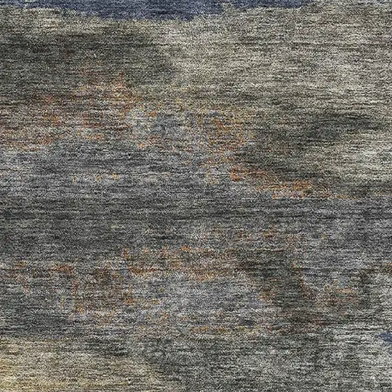Graphite Gold And Blue Abstract Washable Area Rug With UV Protection Photo 2