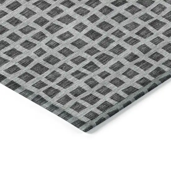 Graphite Gray And Silver Geometric Washable Indoor Outdoor Area Rug Photo 4