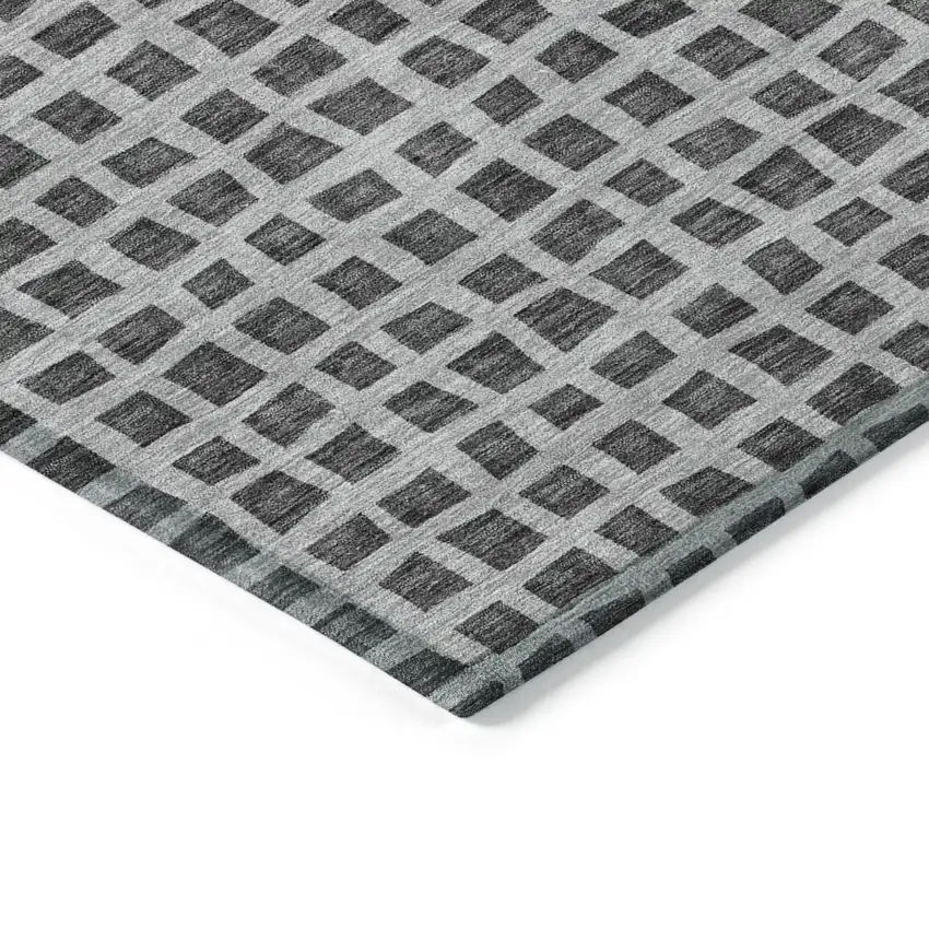 Graphite Gray And Silver Geometric Washable Indoor Outdoor Area Rug Photo 4