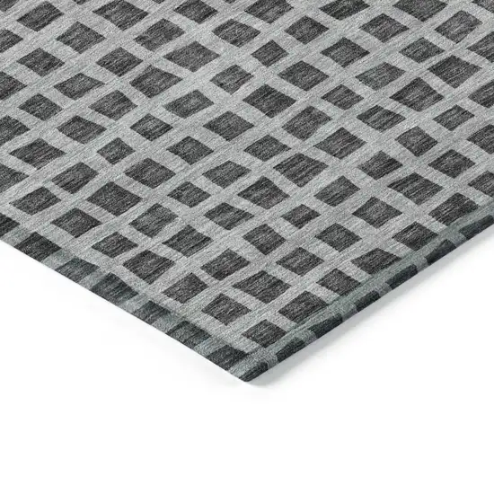 Graphite Gray And Silver Geometric Washable Indoor Outdoor Area Rug Photo 4