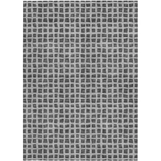 Graphite Gray And Silver Geometric Washable Indoor Outdoor Area Rug Photo 7