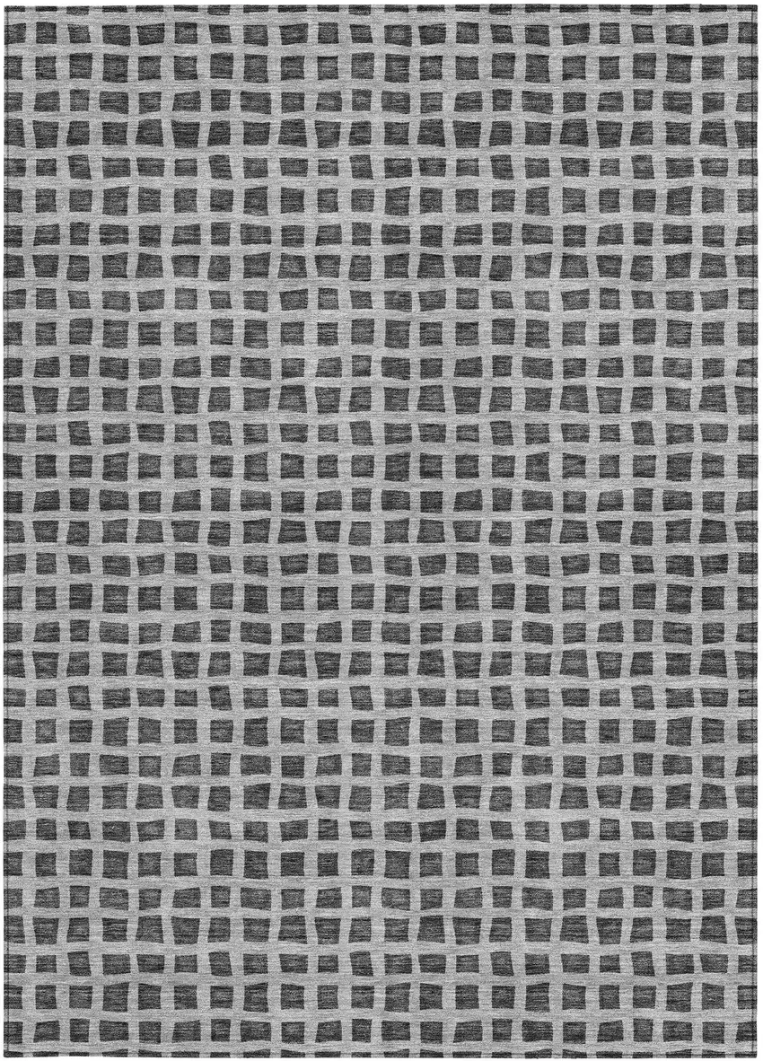 Graphite Gray And Silver Geometric Washable Indoor Outdoor Area Rug Photo 7