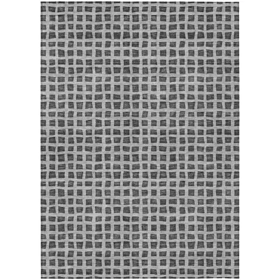 Graphite Gray And Silver Geometric Washable Indoor Outdoor Area Rug Photo 2