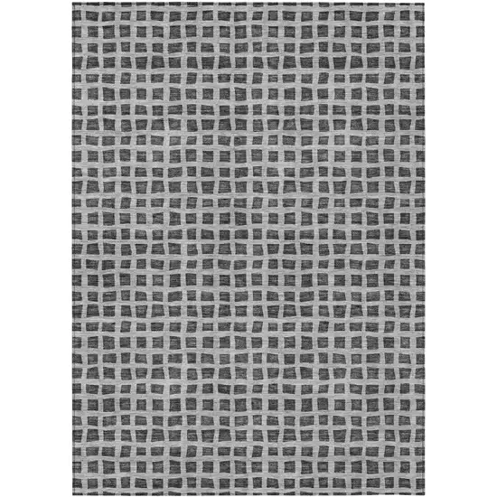 Graphite Gray And Silver Geometric Washable Indoor Outdoor Area Rug Photo 2