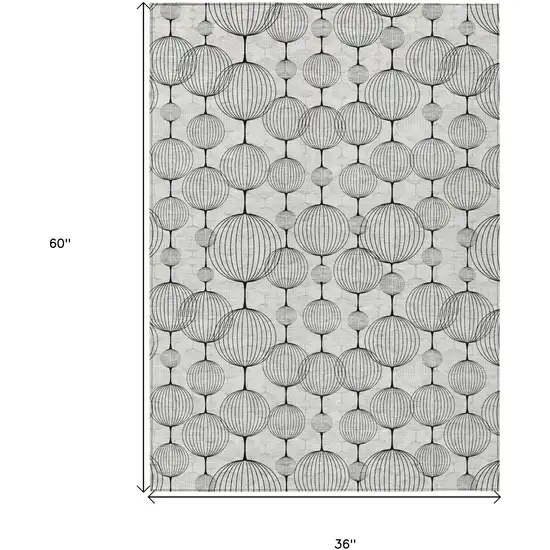 Graphite Gray And Silver Geometric Washable Indoor Outdoor Area Rug Photo 7