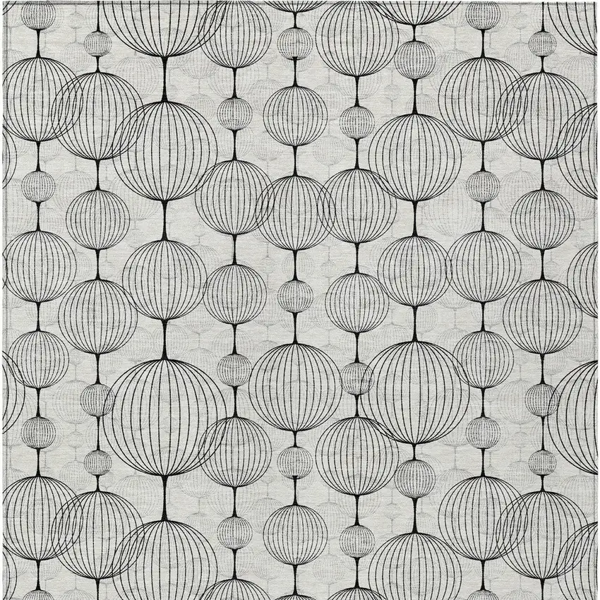 Graphite Gray And Silver Geometric Washable Indoor Outdoor Area Rug Photo 5