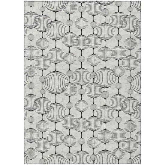 Graphite Gray And Silver Geometric Washable Indoor Outdoor Area Rug Photo 1