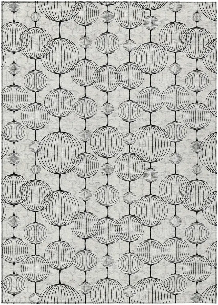 Graphite Gray And Silver Geometric Washable Indoor Outdoor Area Rug Photo 1
