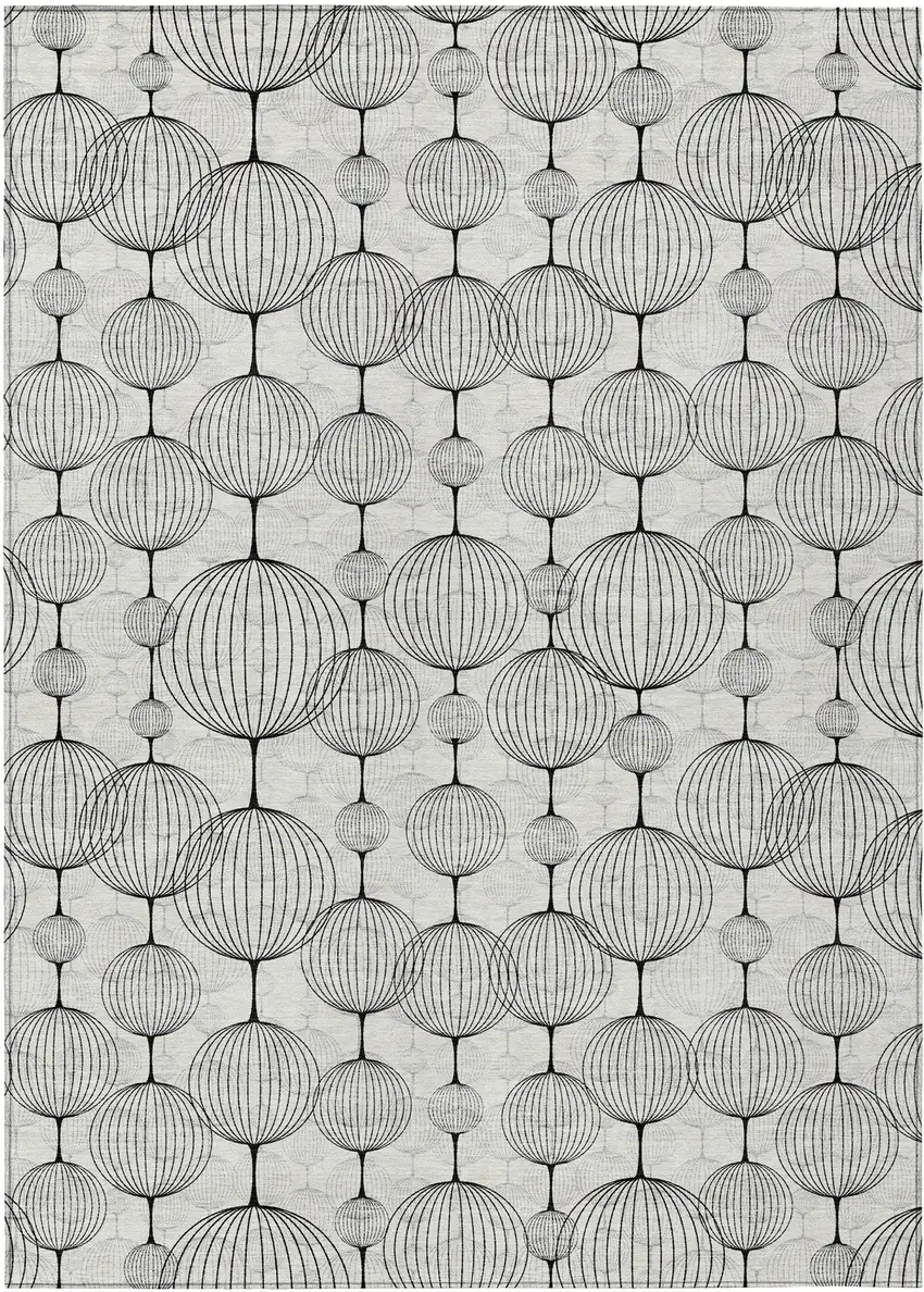 Graphite Gray And Silver Geometric Washable Indoor Outdoor Area Rug Photo 1