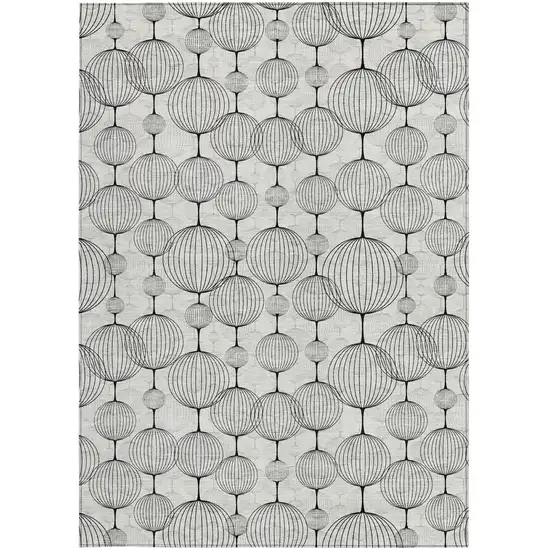 Graphite Gray And Silver Geometric Washable Indoor Outdoor Area Rug Photo 5