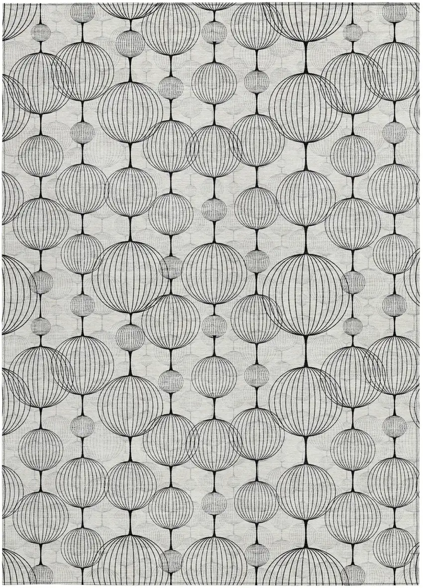 Graphite Gray And Silver Geometric Washable Indoor Outdoor Area Rug Photo 5