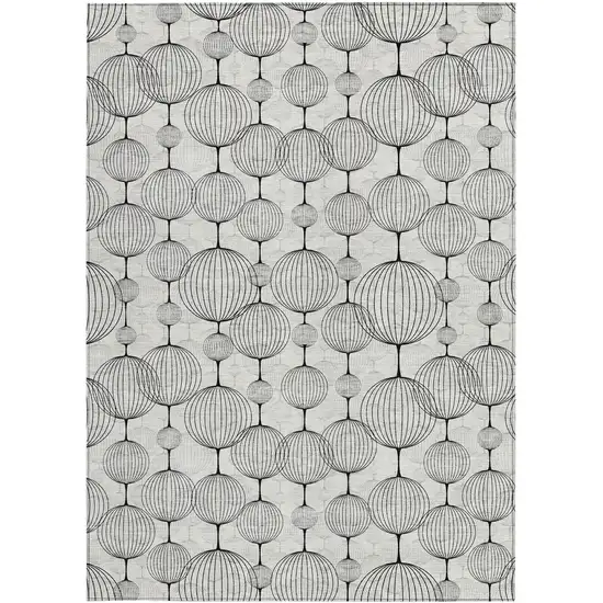 Graphite Gray And Silver Geometric Washable Indoor Outdoor Area Rug Photo 5