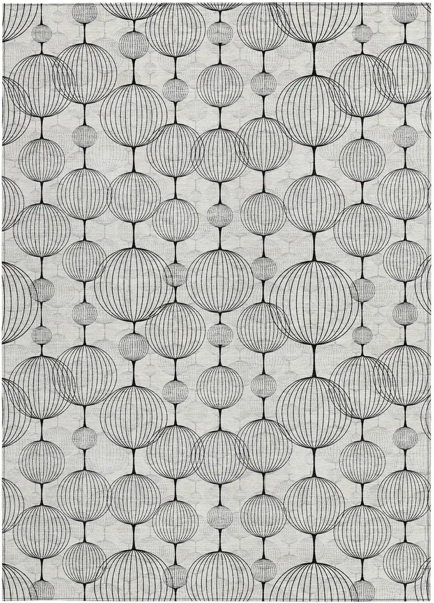 Graphite Gray And Silver Geometric Washable Indoor Outdoor Area Rug Photo 5