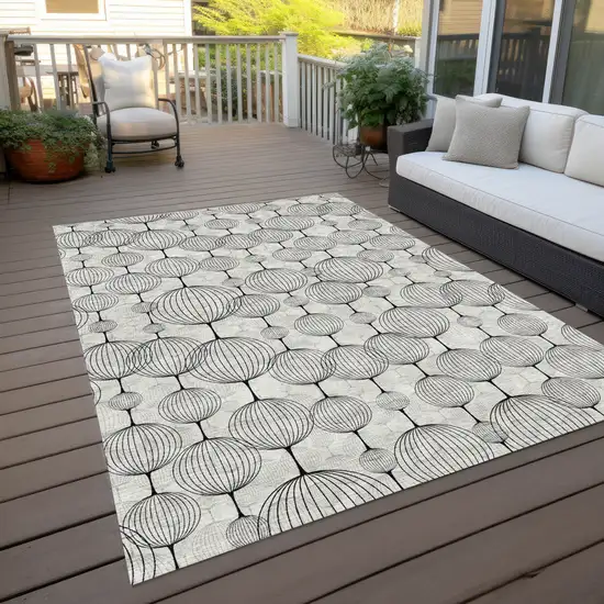 Graphite Gray And Silver Geometric Washable Indoor Outdoor Area Rug Photo 9