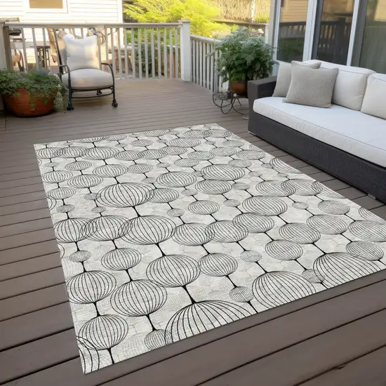 Graphite Gray And Silver Geometric Washable Indoor Outdoor Area Rug Photo 9