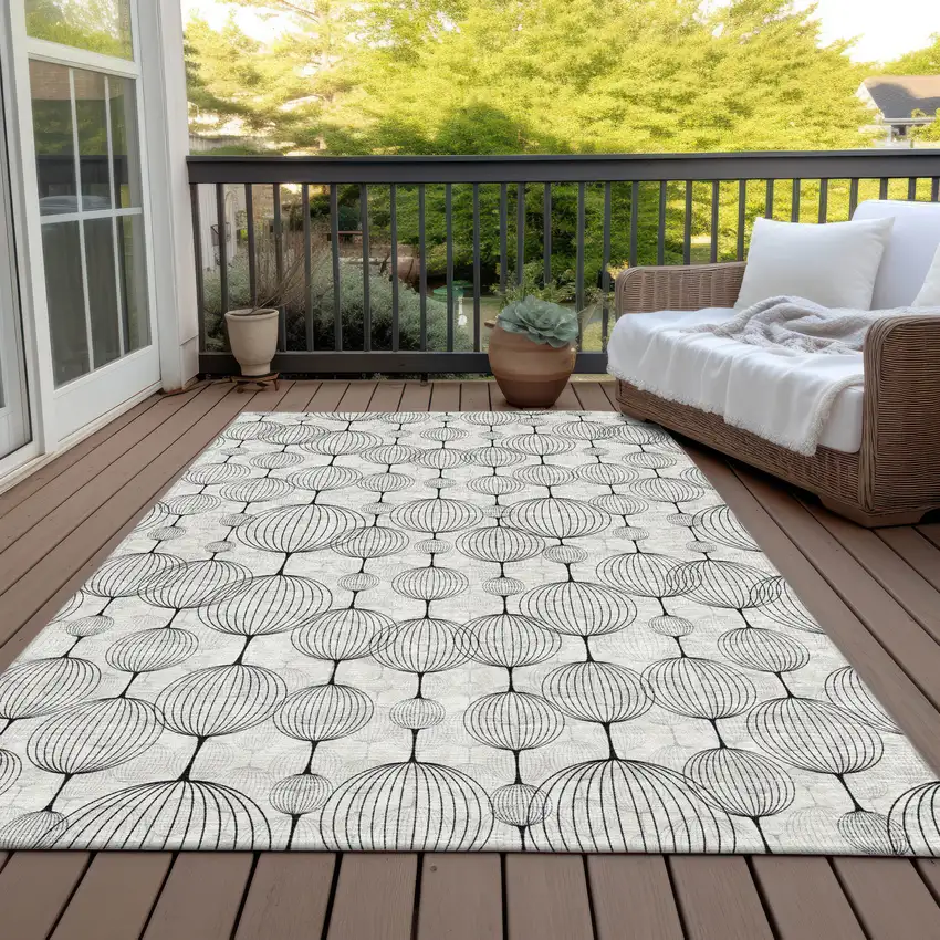 Graphite Gray And Silver Geometric Washable Indoor Outdoor Area Rug Photo 6