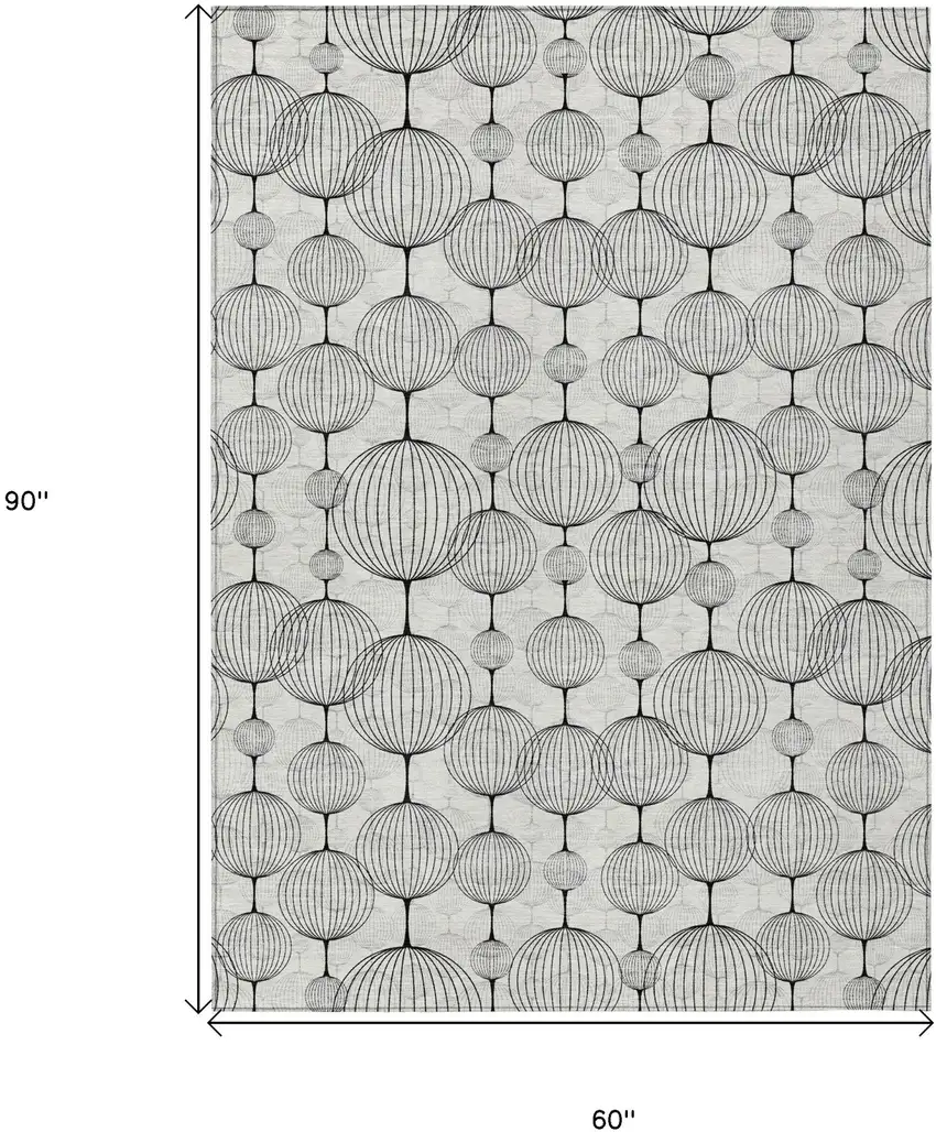 Graphite Gray And Silver Geometric Washable Indoor Outdoor Area Rug Photo 7