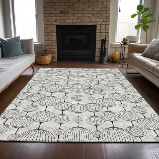 Graphite Gray And Silver Geometric Washable Indoor Outdoor Area Rug Photo 8