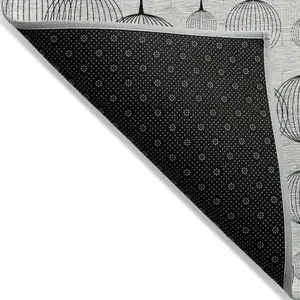 Photo of Graphite Gray And Silver Geometric Washable Indoor Outdoor Area Rug