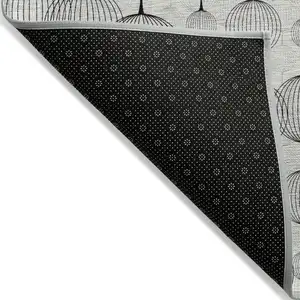 Photo of Graphite Gray And Silver Geometric Washable Indoor Outdoor Area Rug