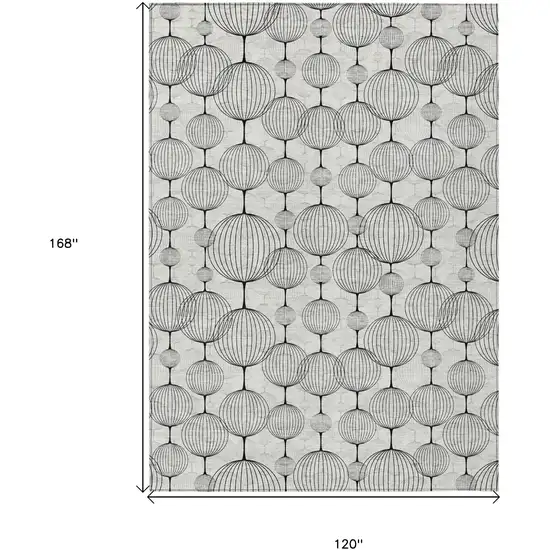 Graphite Gray And Silver Geometric Washable Indoor Outdoor Area Rug Photo 6