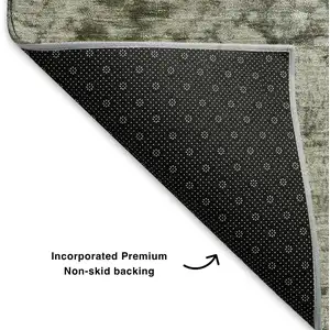 Photo of Graphite Green And Ivory Abstract Washable Area Rug With UV Protection