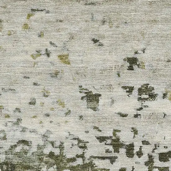 Graphite Green And Ivory Abstract Washable Area Rug With UV Protection Photo 2