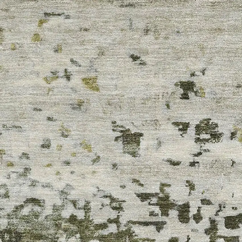 Graphite Green And Ivory Abstract Washable Area Rug With UV Protection Photo 2