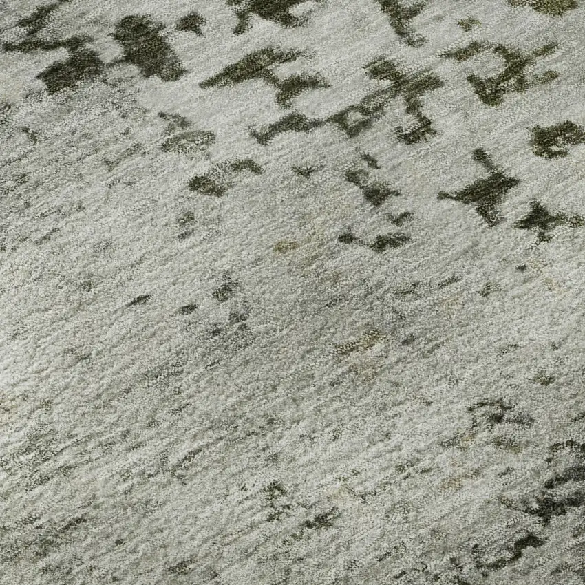 Graphite Green And Ivory Abstract Washable Area Rug With UV Protection Photo 9