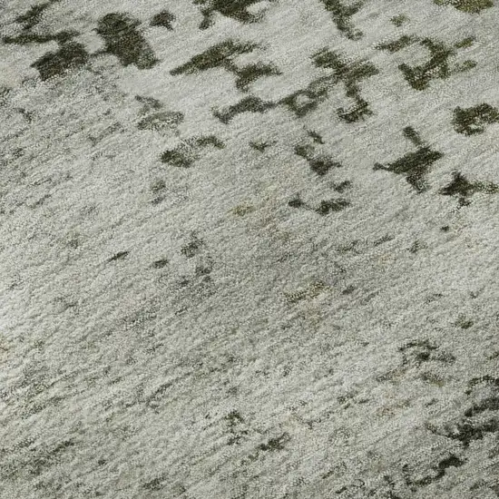 Graphite Green And Ivory Abstract Washable Area Rug With UV Protection Photo 9