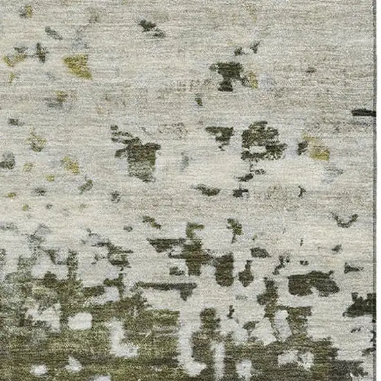 Graphite Green And Ivory Abstract Washable Area Rug With UV Protection Photo 2