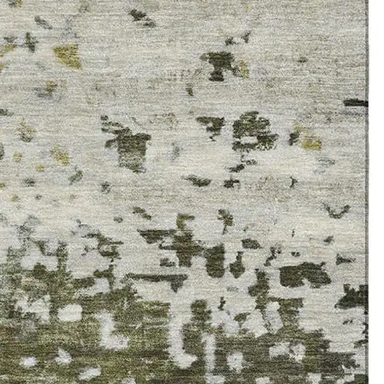 Graphite Green And Ivory Abstract Washable Area Rug With UV Protection Photo 2