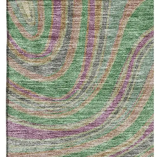 Graphite Green And Purple Marble Washable Area Rug With UV Protection Photo 3