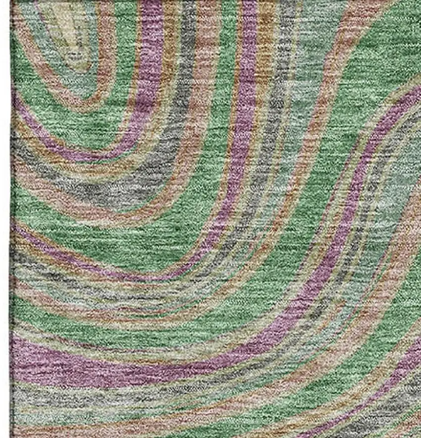 Graphite Green And Purple Marble Washable Area Rug With UV Protection Photo 4
