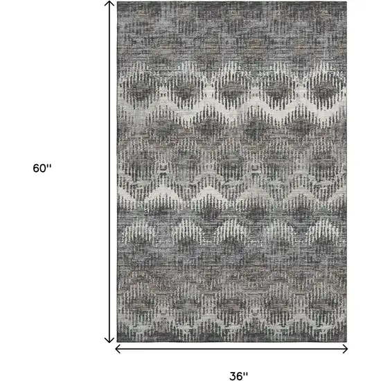 Graphite Ivory And Beige Abstract Washable Area Rug With UV Protection Photo 3