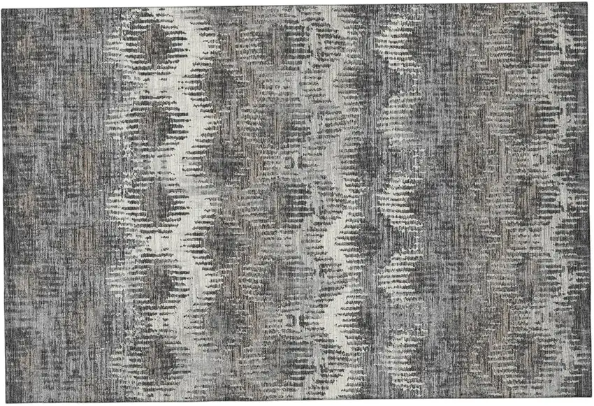 Graphite Ivory And Beige Abstract Distressed Washable Area Rug With UV Protection Photo 2