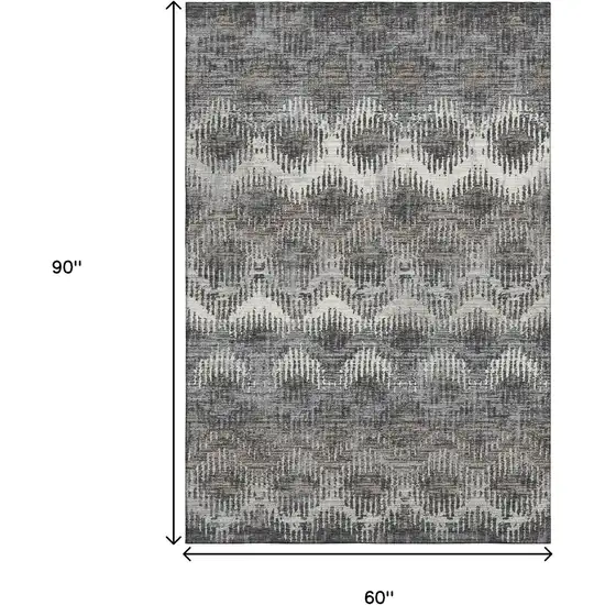 Graphite Ivory And Beige Abstract Washable Area Rug With UV Protection Photo 3