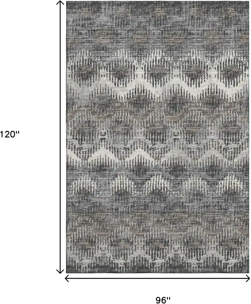 Graphite Ivory And Beige Abstract Washable Area Rug With UV Protection Photo 3