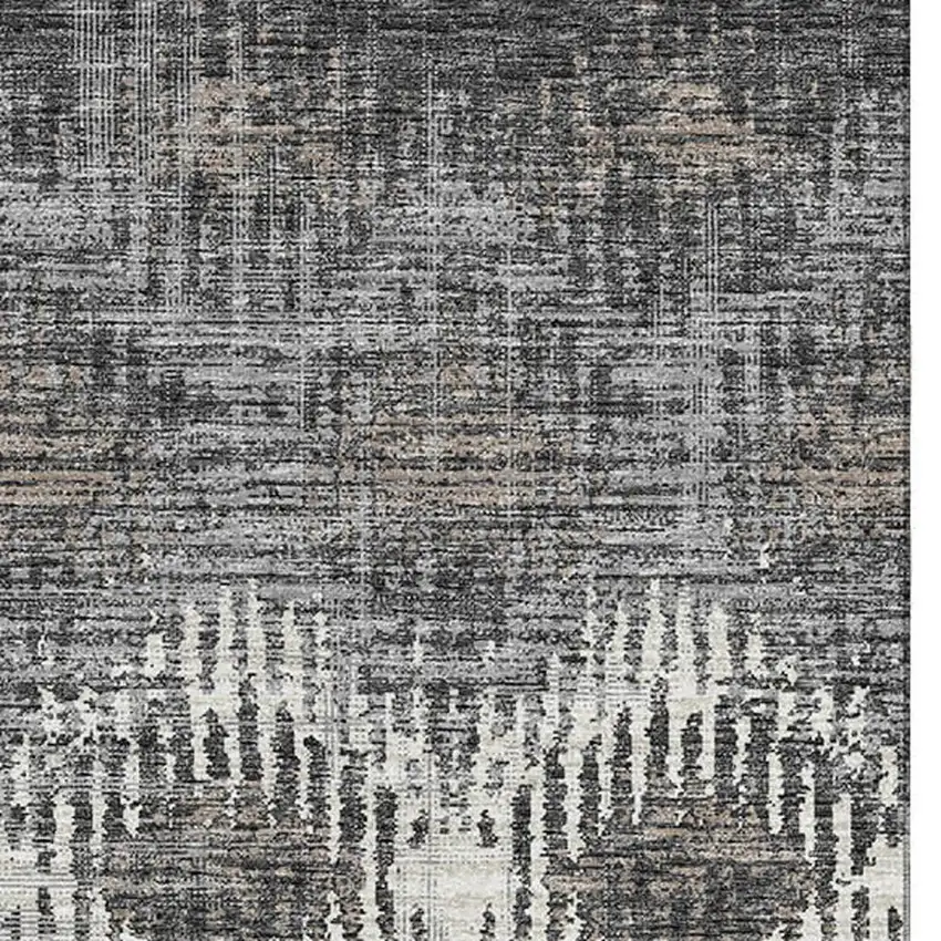 Graphite Ivory And Beige Abstract Washable Area Rug With UV Protection Photo 4