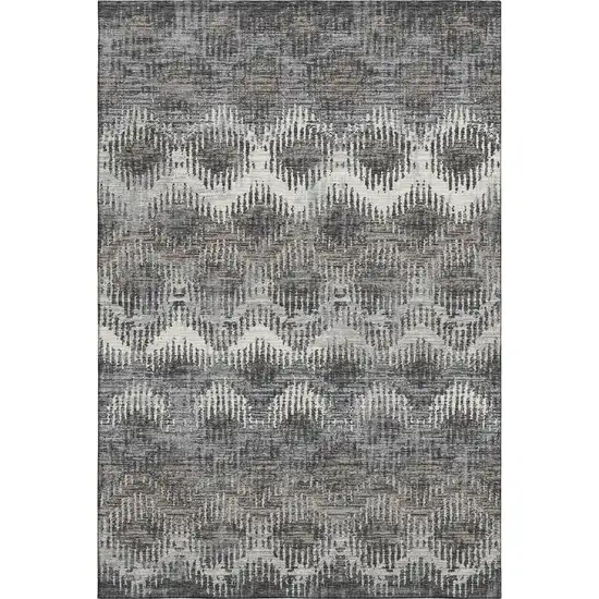 Graphite Ivory And Beige Abstract Washable Area Rug With UV Protection Photo 2
