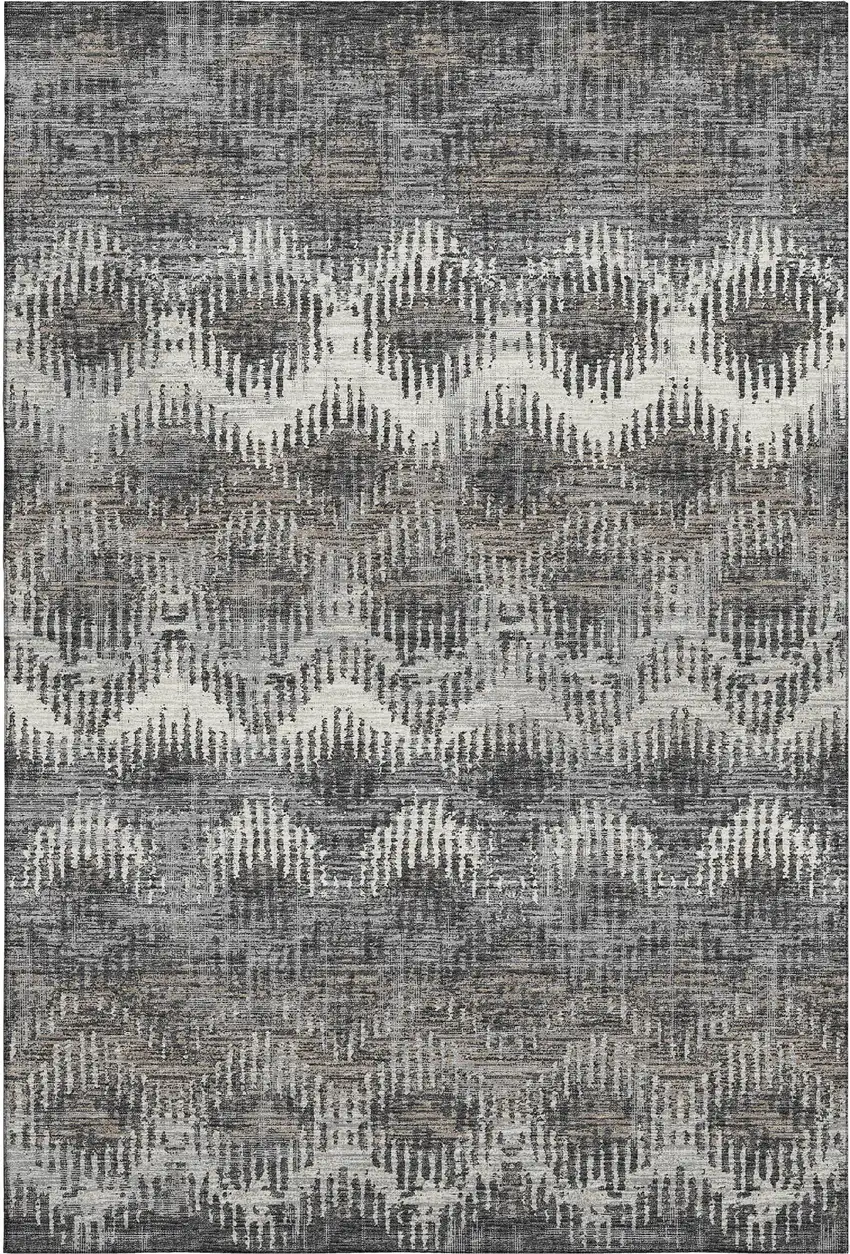 Graphite Ivory And Beige Abstract Washable Area Rug With UV Protection Photo 2