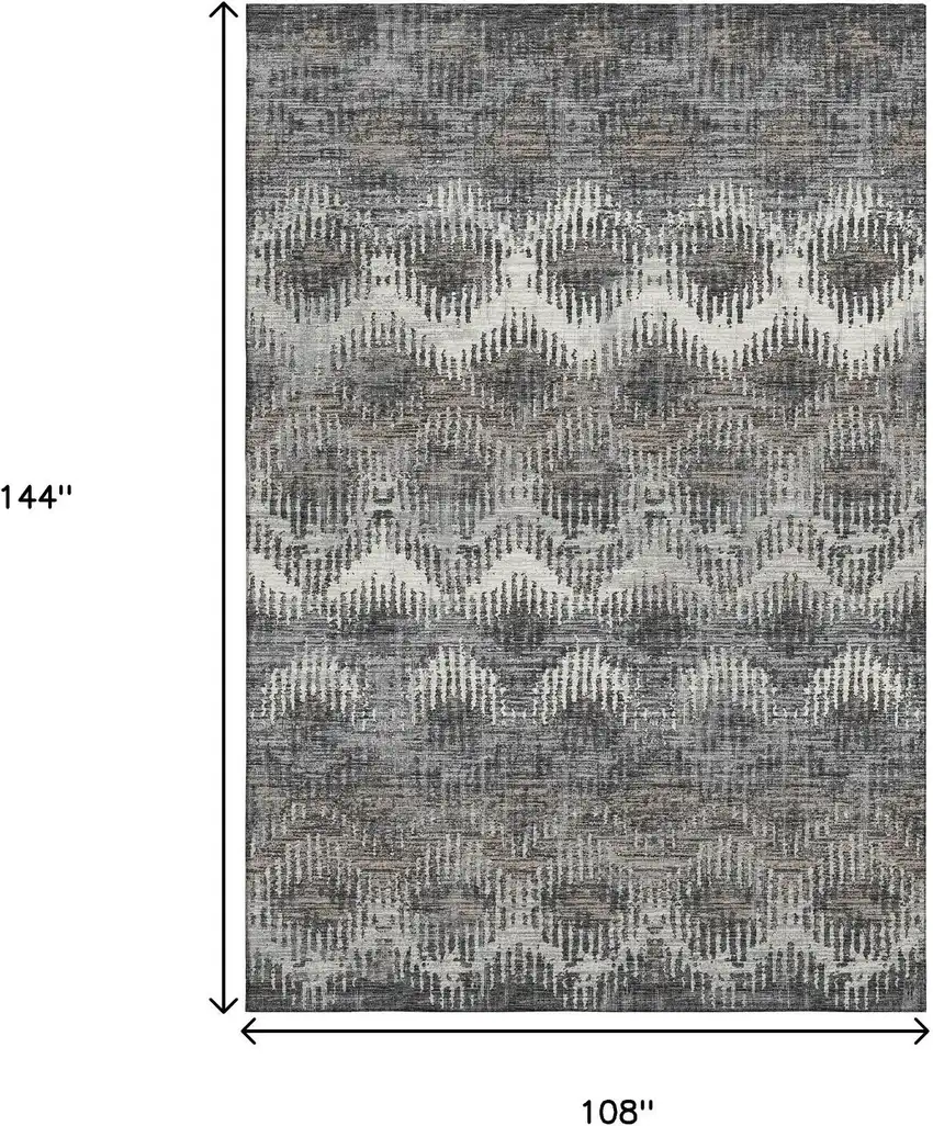 Graphite Ivory And Beige Abstract Washable Area Rug With UV Protection Photo 3