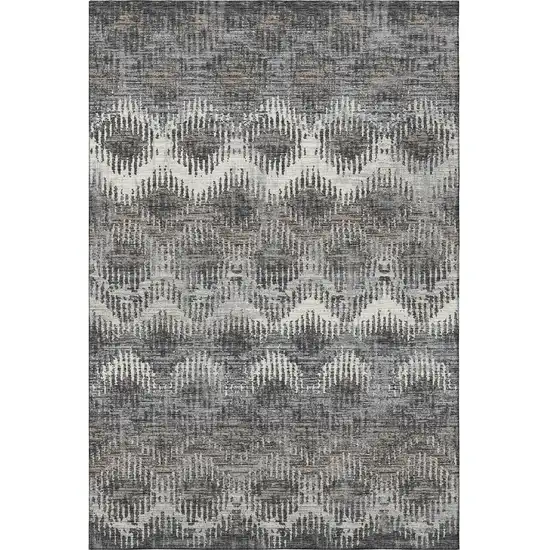 Graphite Ivory And Beige Abstract Washable Area Rug With UV Protection Photo 4