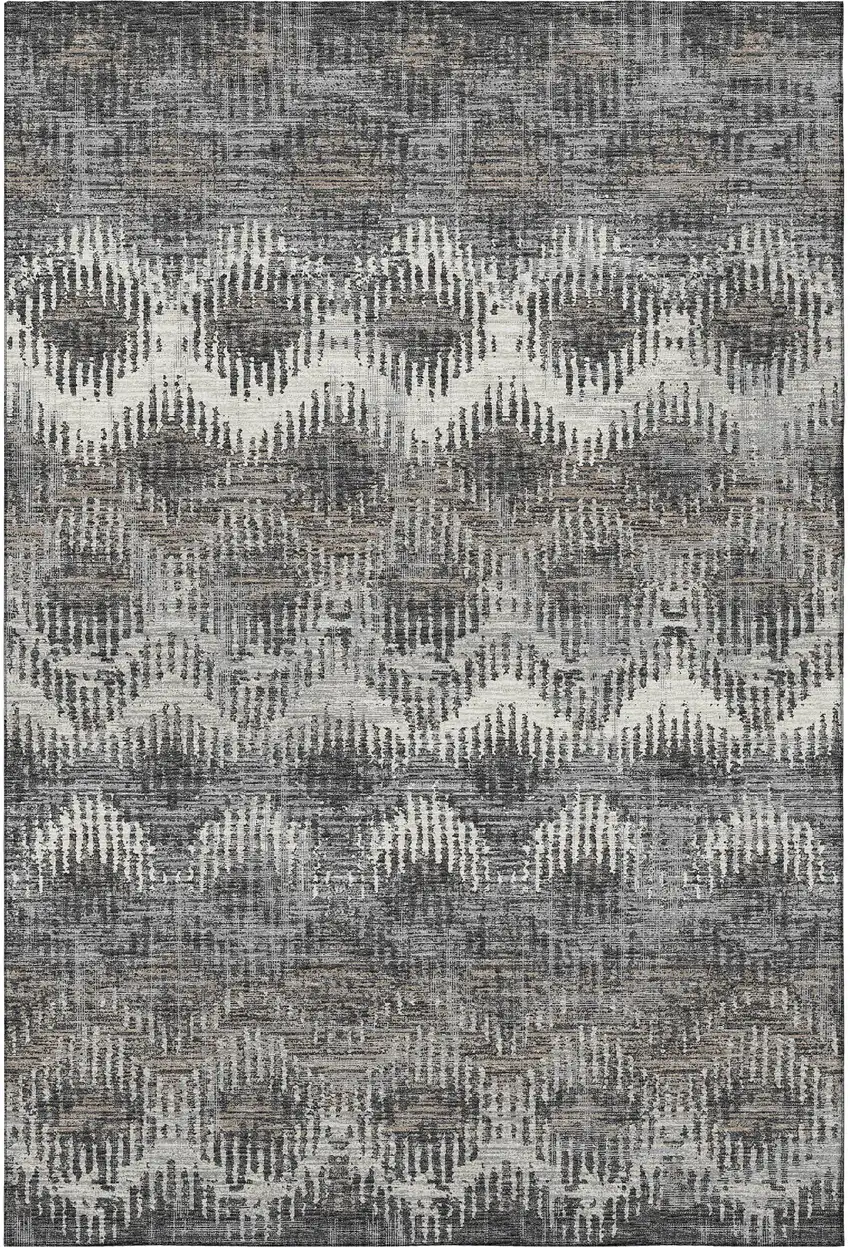 Graphite Ivory And Beige Abstract Washable Area Rug With UV Protection Photo 4