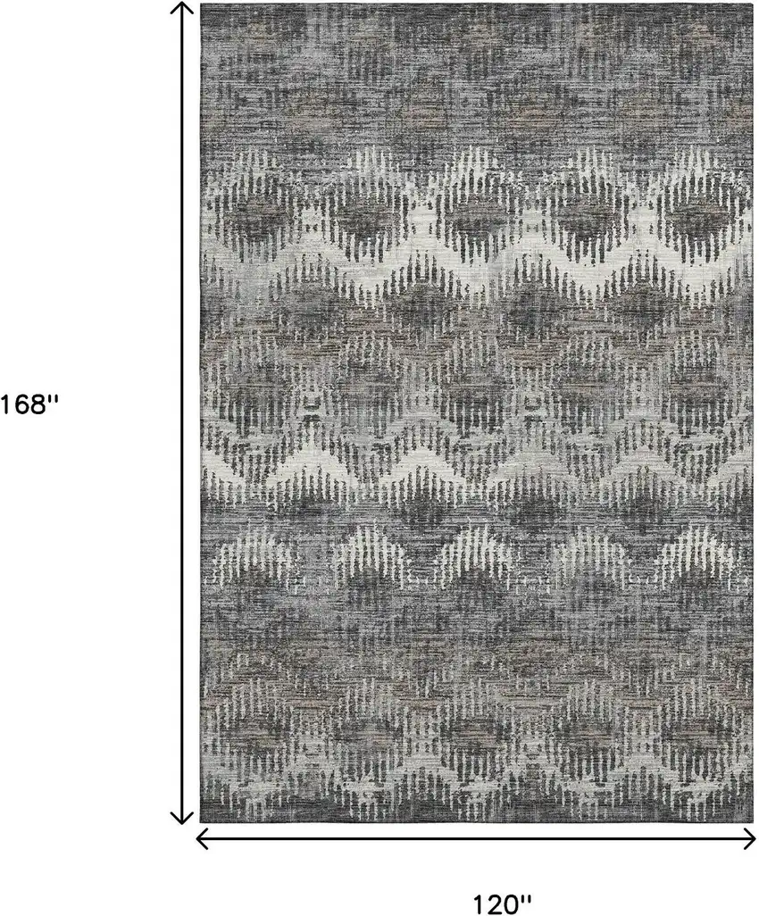 Graphite Ivory And Beige Abstract Washable Area Rug With UV Protection Photo 3