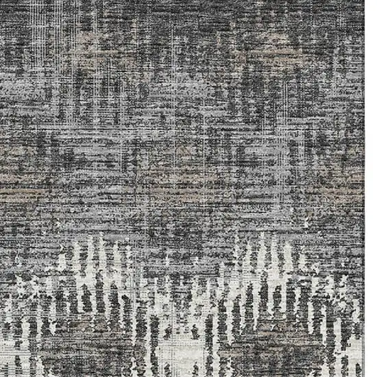 Graphite Ivory And Beige Abstract Washable Area Rug With UV Protection Photo 5