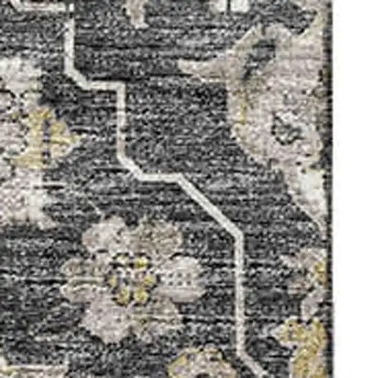 Graphite Ivory And Gold Floral Medallion Washable Area Rug With UV Protection Photo 4