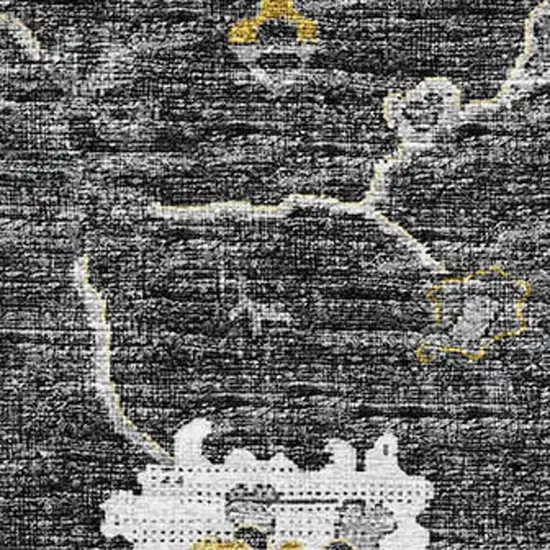 Graphite Ivory And Gold Floral Medallion Washable Area Rug With UV Protection Photo 4