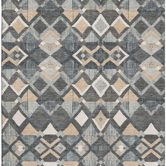 Graphite Peach And Ivory Geometric Washable Area Rug With UV Protection Photo 3