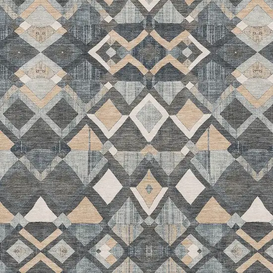 Graphite Peach And Ivory Geometric Washable Area Rug With UV Protection Photo 2